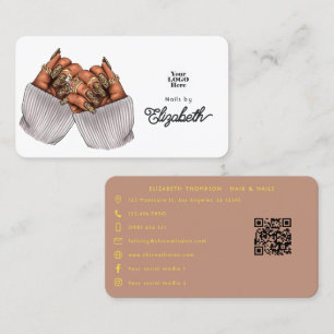 Chic Leopard Print Nail Salon Branding Ontwerp Visitekaartje