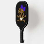 Chic Leopard Print Pirate Skull Blue Bow Pickleball Paddle (Links)