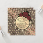 Chic Leopard Roos Fabulous 40th Birthday Kaart (Voorkant / Achterkant in situ)