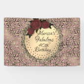 Chic Leopard Roos Fabulous 40th Birthday Spandoek (Horizontaal)