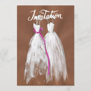 Chic Lesbian Gay Wedding Invitation Two Brides Kaart
