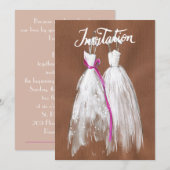 Chic Lesbische Gay Wedding Uitnodiging Twee Bruide (Voorkant / Achterkant)