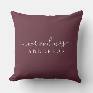 Chic Lettertype Mijnheer Mevrouw Burgundy Jonggehu Kussen