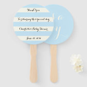 Chic lichtblauw ivoor stripescript Baby shower Handwaaier (Voorkant en achterkant)