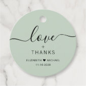 Chic Liefde En Bedankt Sage Green Wedding Bedankjes Labels (Voorkant)