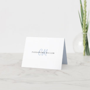 Chic Light Blue Two Letter Initiaal Monogram Name Bedankkaart