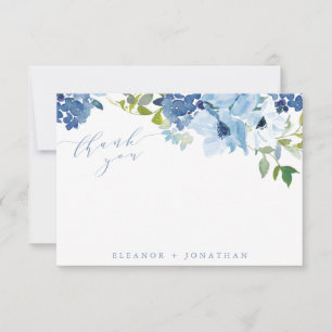 Chic Light Blue Waterverf Floral Script Custom Bedankkaart