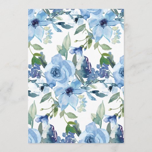 Chic Light Blue Waterverf Floral Script Custom Menu (Achterkant)