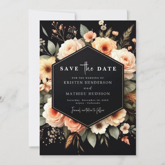 Chic Light Sage Peach bruiloft Save The Date (Voorkant)