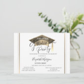 Chic Lijst Graduation Cap Afstuderen Kaart (Staand voorkant)