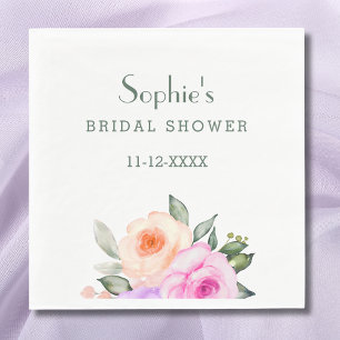 Chic Lila Blush Roze Bright Floral Vrijgezellenfee Servet
