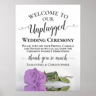 Chic Lila Paars Roos Unplugged Wedding Ceremony Poster