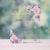 Chic Lilac Rose Floral Quinceanera Bar Menu Boisso (Neutre)