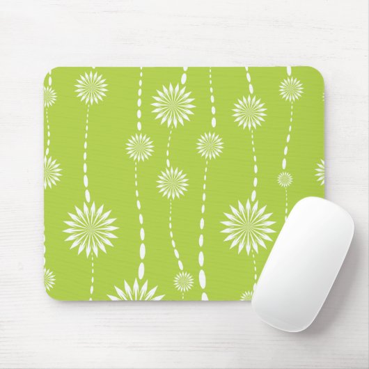 Chic Lime Green Floral Computer Mouse Muismat (Met muis)