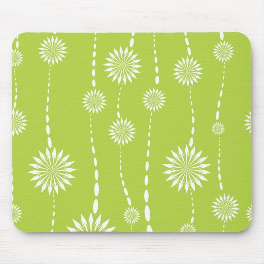 Chic Lime Green Floral Computer Mouse Muismat (Voorkant)