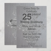 Chic Linen and Silver Jubileum Invitation Kaart (Voorkant / Achterkant)