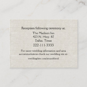 Chic Linen Let Wedding Enclosure Card Informatiekaartje