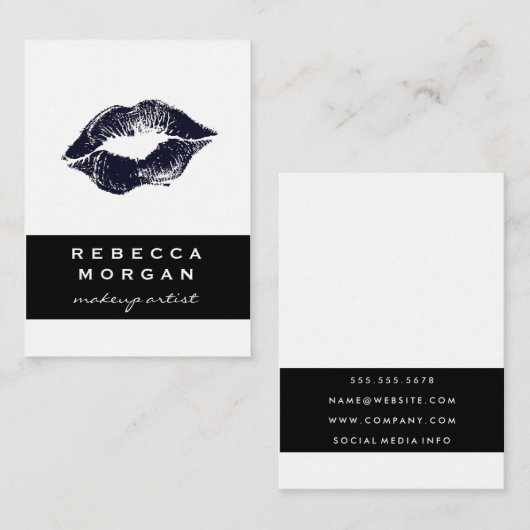 Chic Lipstick Blue Kiss Visitekaartje (Voorkant / Achterkant)