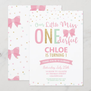 Chic Little Miss ONEderful 1st verjaardag roze str Kaart