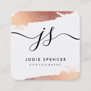 CHIC LOGO elegante glamoureuze rozen gouden inkt Vierkante Visitekaartje
