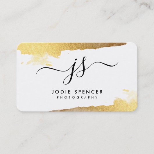 CHIC LOGO Luxe initialen gouden geborstelde inkt Visitekaartje (Voorkant)