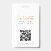 Chic Logo Photo QR Code Or Badge D'Identification  (Arrière)