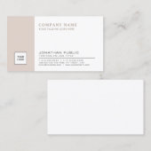 Chic Logo Plain Company Plain Beige White Trendy Visitekaartje (Voorkant / Achterkant)