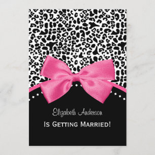 Chic Lopard Print Vrijgezellenfeest met roze lint Kaart