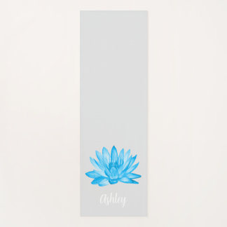 chic lotus baby blue personalized script yogamat