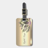 Chic Lotus Flower Gold Bagagelabel (Voorkant verticaal)
