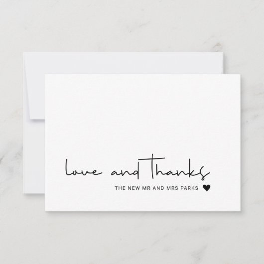 Chic Love and Thanks Décontracté Script Carte de r (Devant)