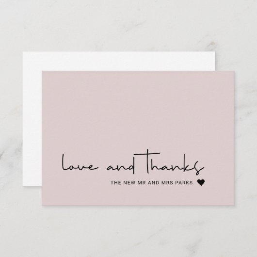 Chic Love et Merci Décontracté Script Blush Pink (Devant / Derrière)