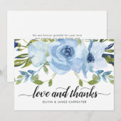 Chic Love et Merci Dusty Blue Floral Aquarelle (Devant / Derrière)