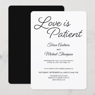 Chic Love is Geduldig Trouwreceptie Kaart