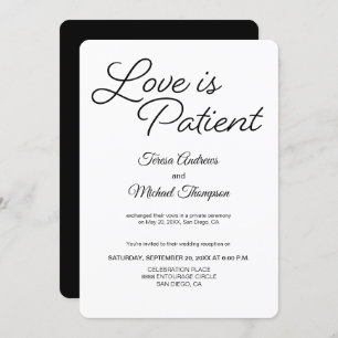 Chic Love is Patient Wedding Reception Kaart