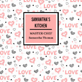 Chic Love Lettering Pink Black Heart Apron Schort