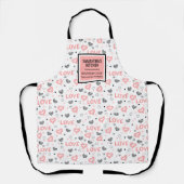 Chic Love Lettering Pink Black Heart Apron Schort (Voorkant)