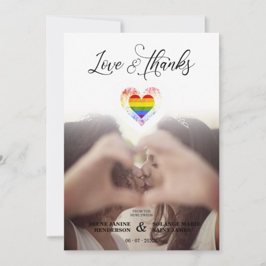Chic Love & Merci LGBT Rainbow Pride Heart Photo (Devant)