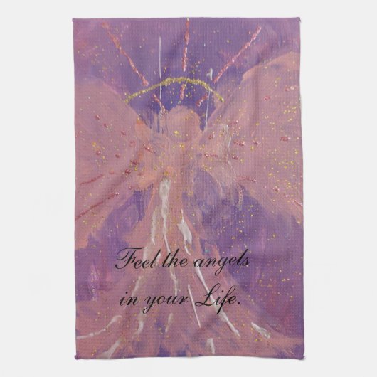 Chic love pink violet angel theedoek (Verticaal)