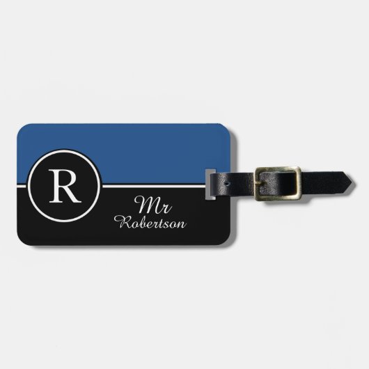 CHIC LUGGAGE/BAG LABEL_MODERN "Mr." BLUE/BLACK Bagagelabel (Voorkant horizontaal)