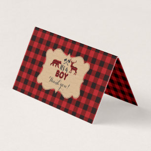 Chic Lumberjack Red Buffalo Baby shower Dank u Kaart