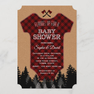 "Chic Lumberjack Red Buffalo Baby Suit Baby shower Kaart
