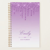 Chic Luxe Glitter Drips Paarse Gepersonaliseerde 2 Planner (Voorkant)