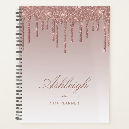 Chic Luxe Paillettes Gouttes Rose Doré 2024 (Devant)