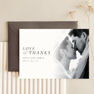 Chic Luxe Script Trouwfoto Bedankkaart
