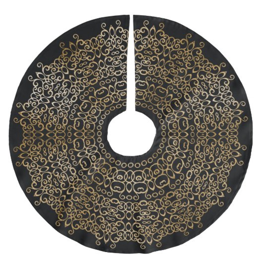 CHIC LUXE ZWART & GOUD KERST DAMAST CLASSY B KERSTBOOM ROK (Voorkant)