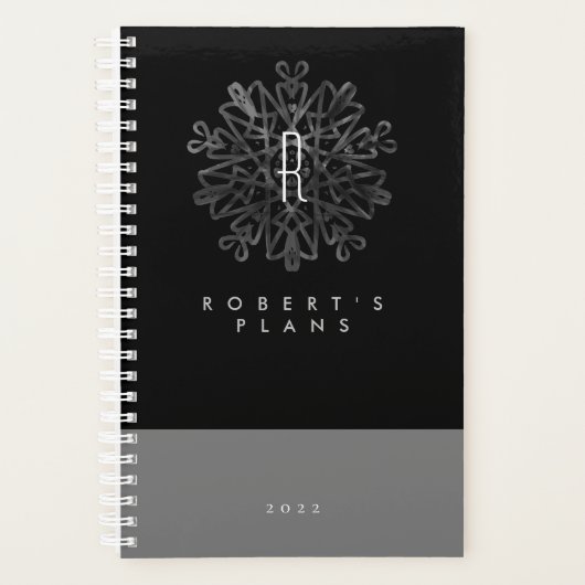 Chic Luxueux Noir et Blanc Monogrammé (Devant)