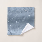 Chic Luxury Dusty Blue Silver Glitter Bad Handdoek (Wasdoekje)