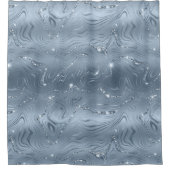 Chic Luxury Dusty Blue Silver Glitter Douchegordijn (Voorkant)