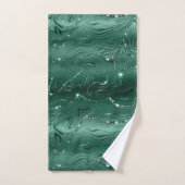 Chic Luxury Emerald Green Silver Glitter Bad Handdoek (Handdoek)